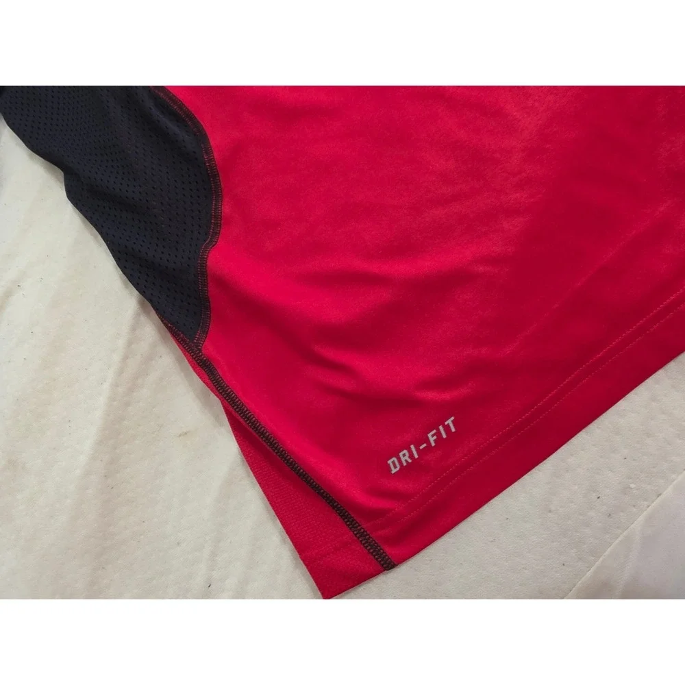 Nike Pro Combat Dri-FIT Mens XL Fitted Training Shirt Red Black Mesh Athletic